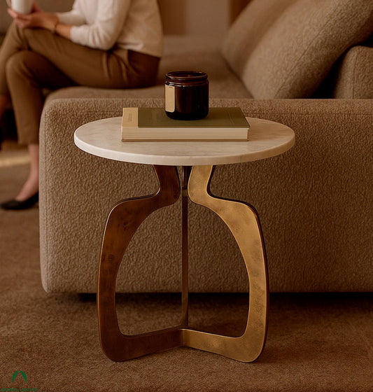 Case metal and marble side table